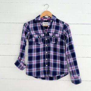 Aeropostale Purple Plaid Button Down Top Size XS